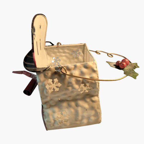 Snowman Christmas Metal Basket Handle Holiday Decor - Picture 9 of 11